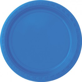 12 7" PLASTIC PLATES-ROYAL BLU