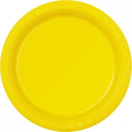 12 7" PLASTIC PLATES-YELLOW