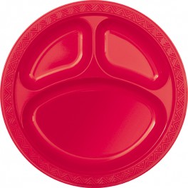 6 10" CMPRTMNT PLSTC PLTS-RED