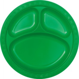 6 10" COMPARTMNT PLATES-EM GRN
