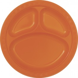 6 10" COMPARTMNT PLATES-ORANGE