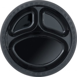 6 10" CMPRTMNT PLSTC PLTES-BLK