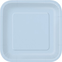 14 BABY BLUE 9" SQUARE PLATES