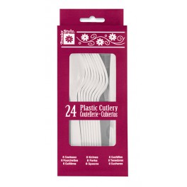 24 ASST CUTLERY-WHITE (PZ)