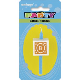NUMERAL 0 GLITTER BLOCK CANDLE