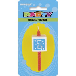 NUMERAL 1 GLITTER BLOCK CANDLE