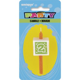 NUMERAL 2 GLITTER BLOCK CANDLE