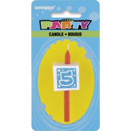 NUMERAL 5 GLITTER BLOCK CANDLE