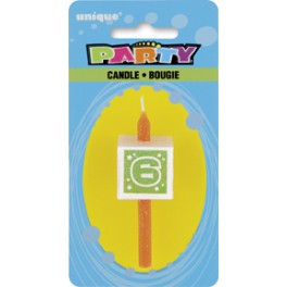 NUMERAL 6 GLITTER BLOCK CANDLE