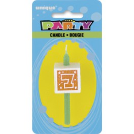 NUMERAL 7 GLITTER BLOCK CANDLE