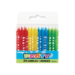 24 2.5" STAR PRNT BDAY CANDLES