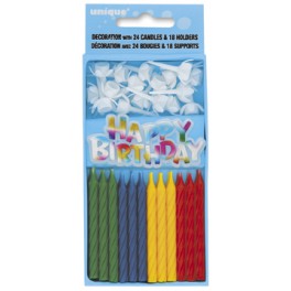 43PC BDAY CNDL &HLDR SET MULTI