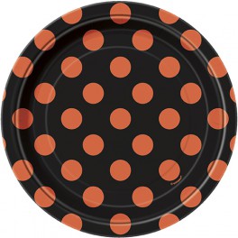 8 ORNG/BLCK DOT 7" PLATE