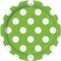 8 LIME GRN DOTS 7" PLATE