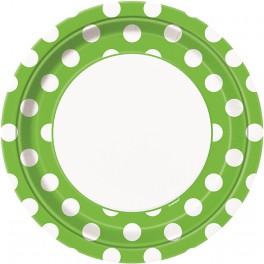 8 LIME GRN DOTS 9" PLATE