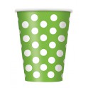 6 LIME GRN DOTS 12OZ CUPS
