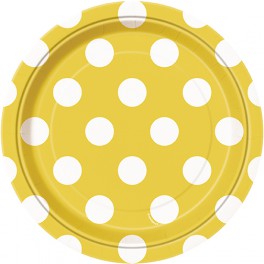 8 SUNFL YLLW DOTS 7" PLATE