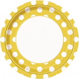 8 SUNFL YLLW DOTS 9" PLATE