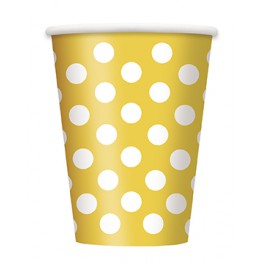 6 SUNFL YLLW DOTS 12OZ CUPS