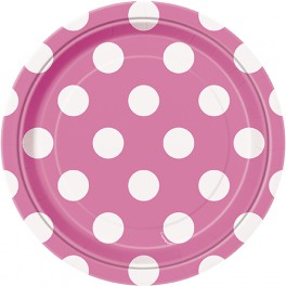 8 HOT PINK DOTS 7" PLATE