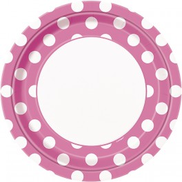 8 HOT PINK DOTS 9" PLATE