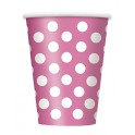6 HOT PINK DOTS 12OZ CUPS