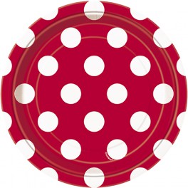 8 RUBY RED DOTS 7" PLATE