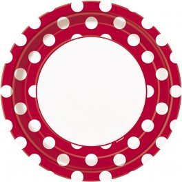8 RUBY RED DOTS 9" PLATE
