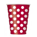 6 RUBY RED DOTS 12OZ CUPS