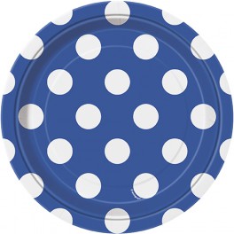 8 RYL BLUE DOTS 7" PLATE