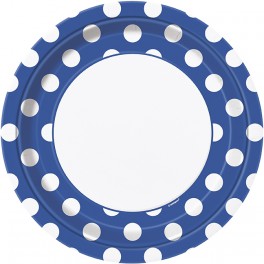 8 RYL BLUE DOTS 9" PLATE
