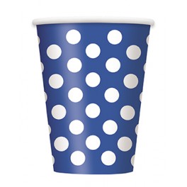 6 RYL BLUE DOTS 12OZ CUPS