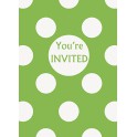 8 LIME GREEN DOTS INVITES