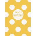8 SUNFLWR YELLOW DOTS INVITES