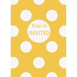 8 SUNFLWR YELLOW DOTS INVITES