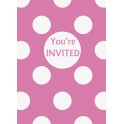 8 HOT PINK DOTS INVITES