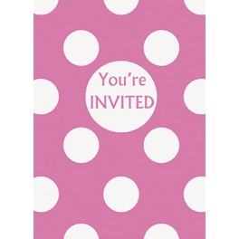 8 HOT PINK DOTS INVITES