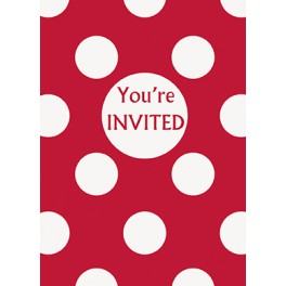 8 RUBY RED DOTS INVITES