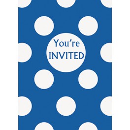 8 ROYAL BLUE DOTS INVITES