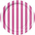 8 HOT PINK STRIPE 7" PLATES