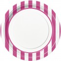 8 HOT PINK STRIPE 9" PLATES