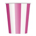 6 HOT PINK STRIPE 12OZ CUPS