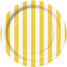 8 YELLOW STRIPE 7" PLATES