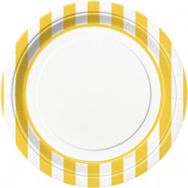 8 YELLOW STRIPE 9" PLATES
