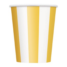6 YELLOW STRIPE 12OZ CUPS