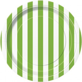 8 LIME GRN STRIPE 7" PLATES