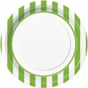 8 LIME GRN STRIPE 9" PLATES