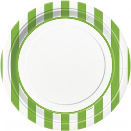 8 LIME GRN STRIPE 9" PLATES