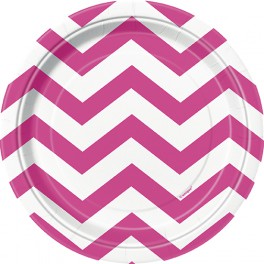 8 HOT PINK CHEVRON 7" PLATE