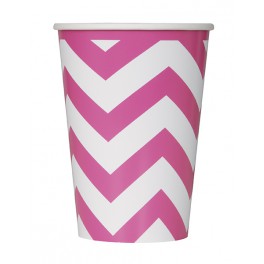 6 HOT PINK CHEVRON 12OZ CUP